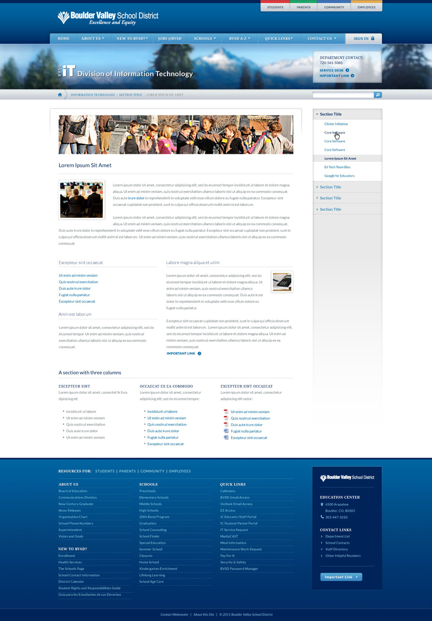 BVSDIT Department internal content page