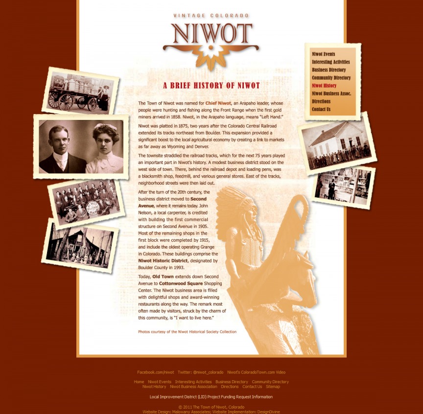 Niwot history page