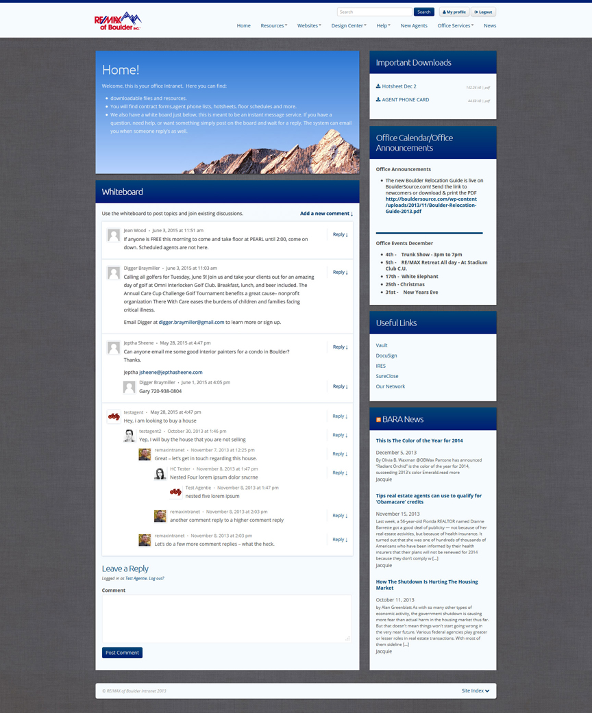 RE/MAX of Boulder Dashboard Forum with RSS Feeds