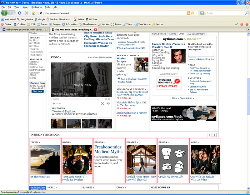 NY Times Website - Sparring Use of Tables in Layout